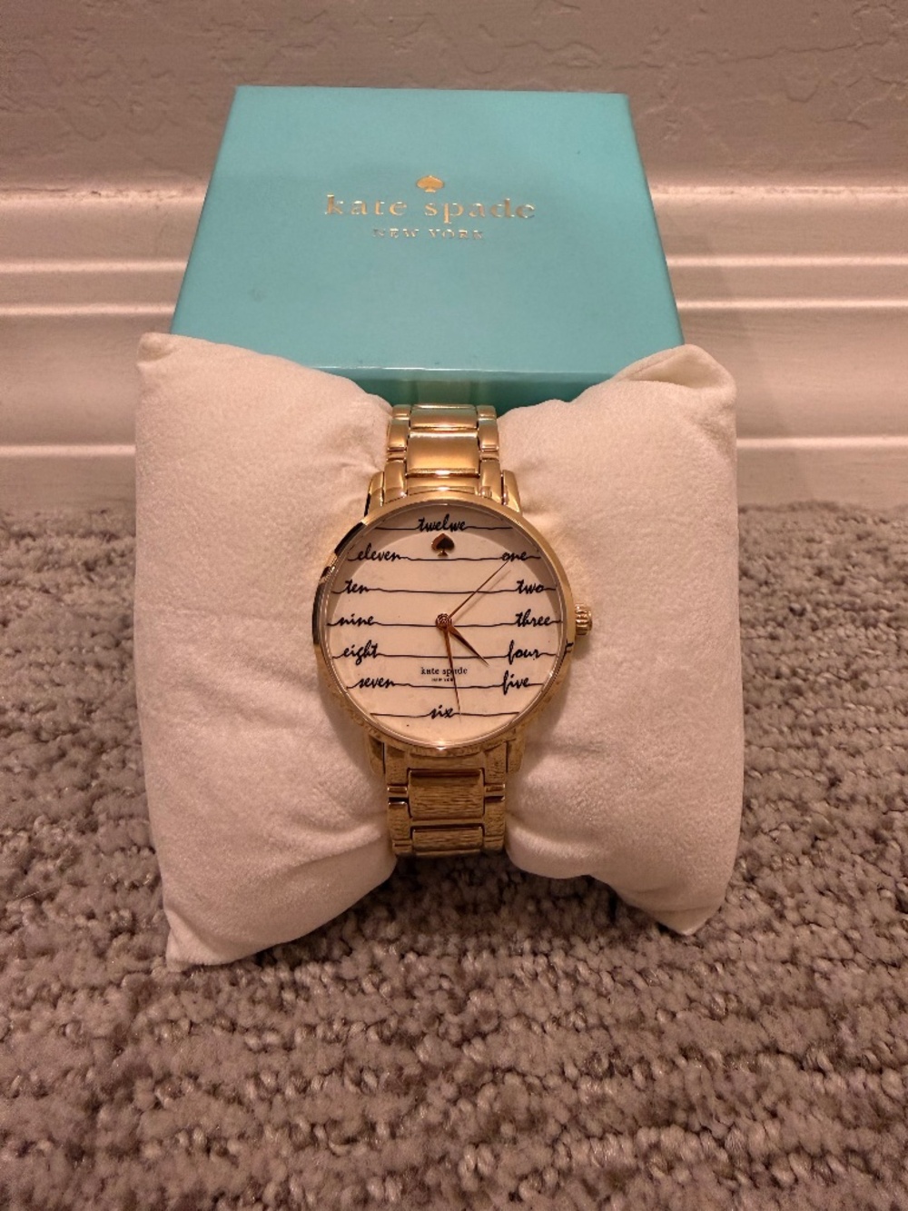 Kate Spade New York Gold Tone Bracelet Watch w/ Box & Booklet